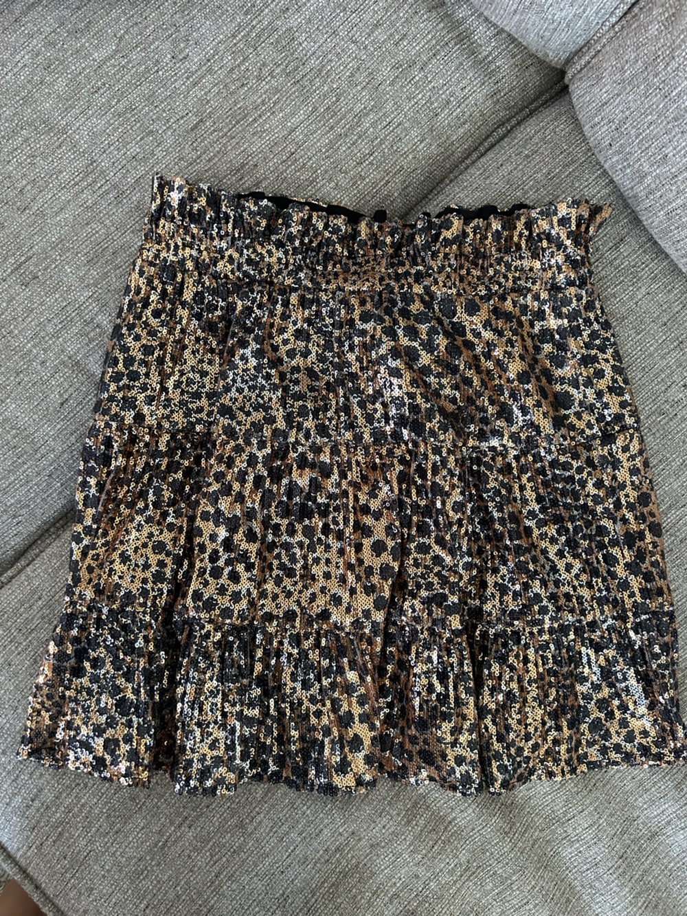 Women's Leopard Print Ruffled Skirt - Black & Brown